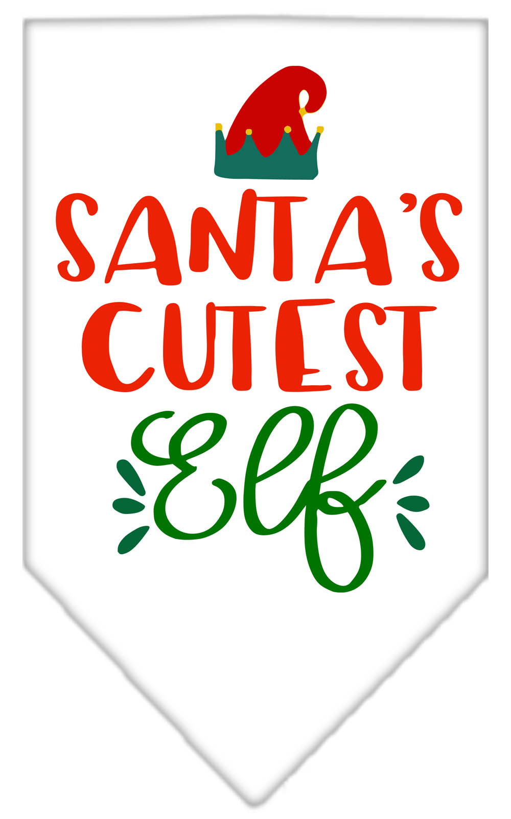 Santa's Cutest Elf Screen Print Bandana White Small